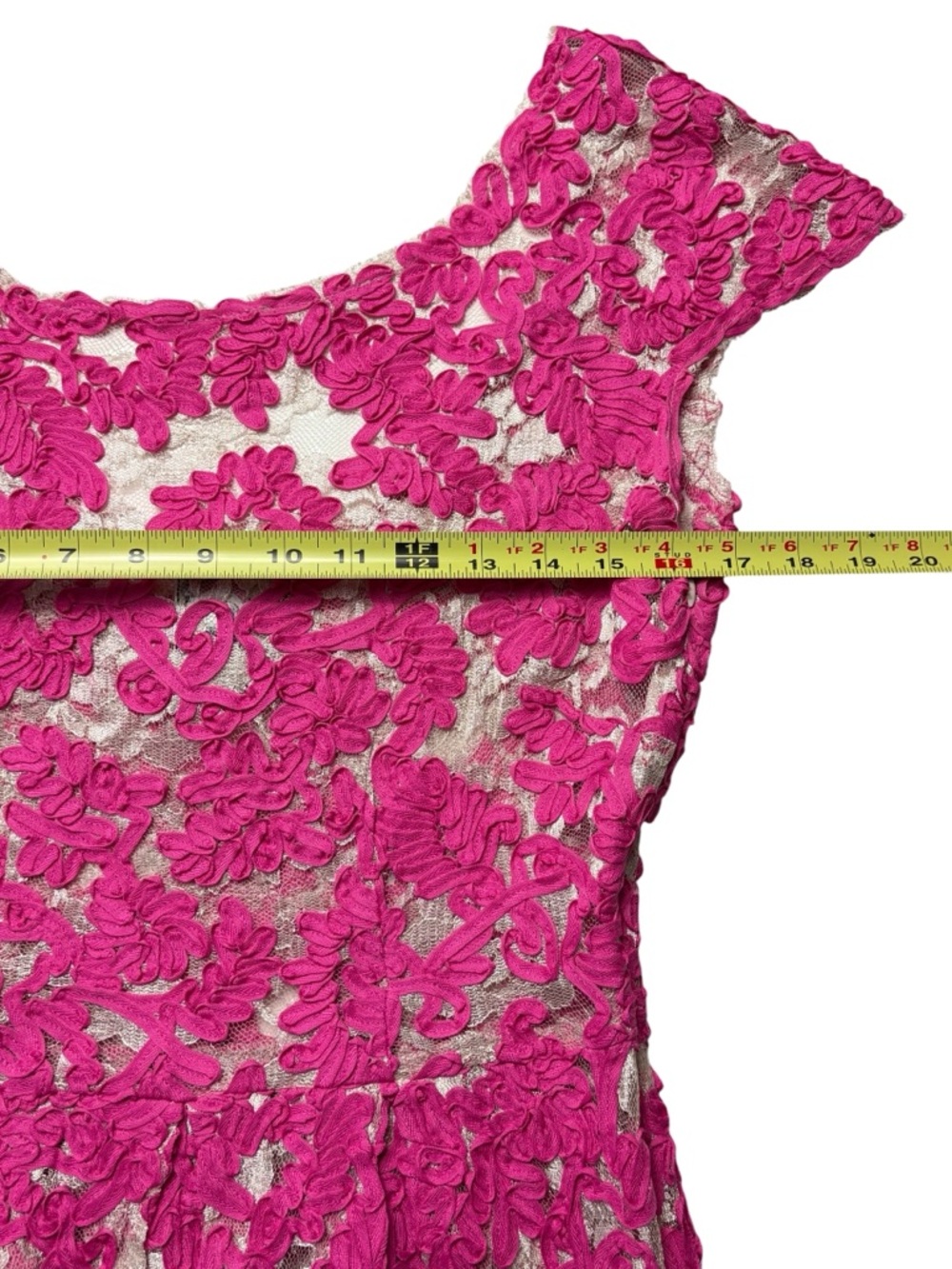 Anthropologie Yoana Baraschi Pink Floral Lace Fit & Flare Dress • Size 6 • READ - Picture 8 of 13